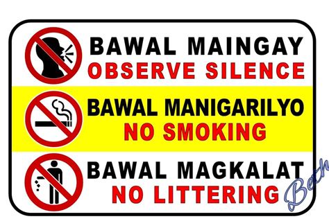 bawal magkalat sign|Bawal Maingay Bawal Manigarilyo Bawal Magkalat Signage PVC .